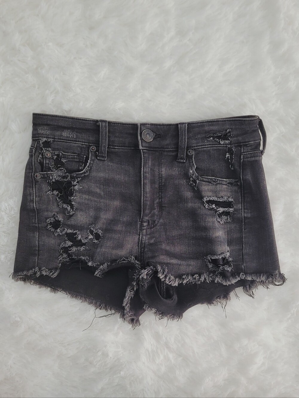 Distressed Black Jean Shorts | Size 4 | American Eagle Outfitters